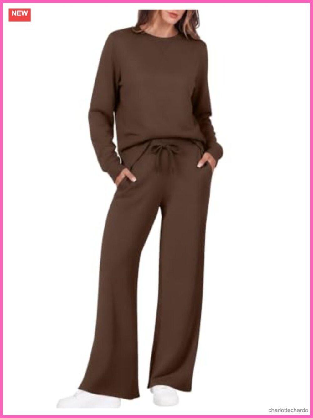 Women's 2 Piece Lounge Set Fall Matching Outfit Crewneck Long Sleeve